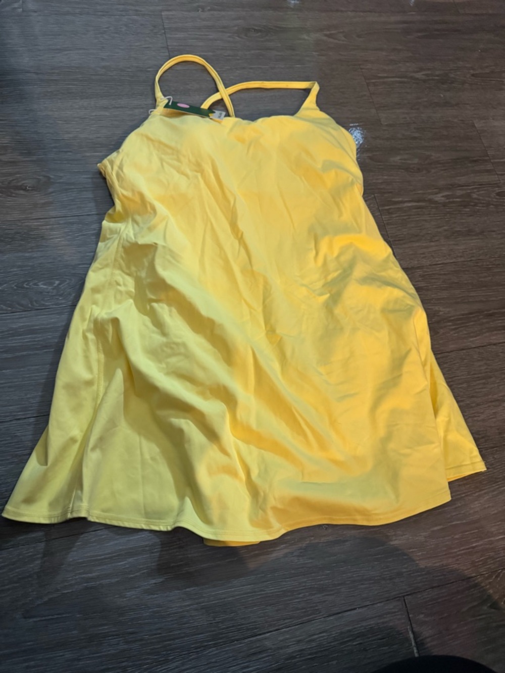 HALARA Yellow Spaghetti-Strap A-Line Dress